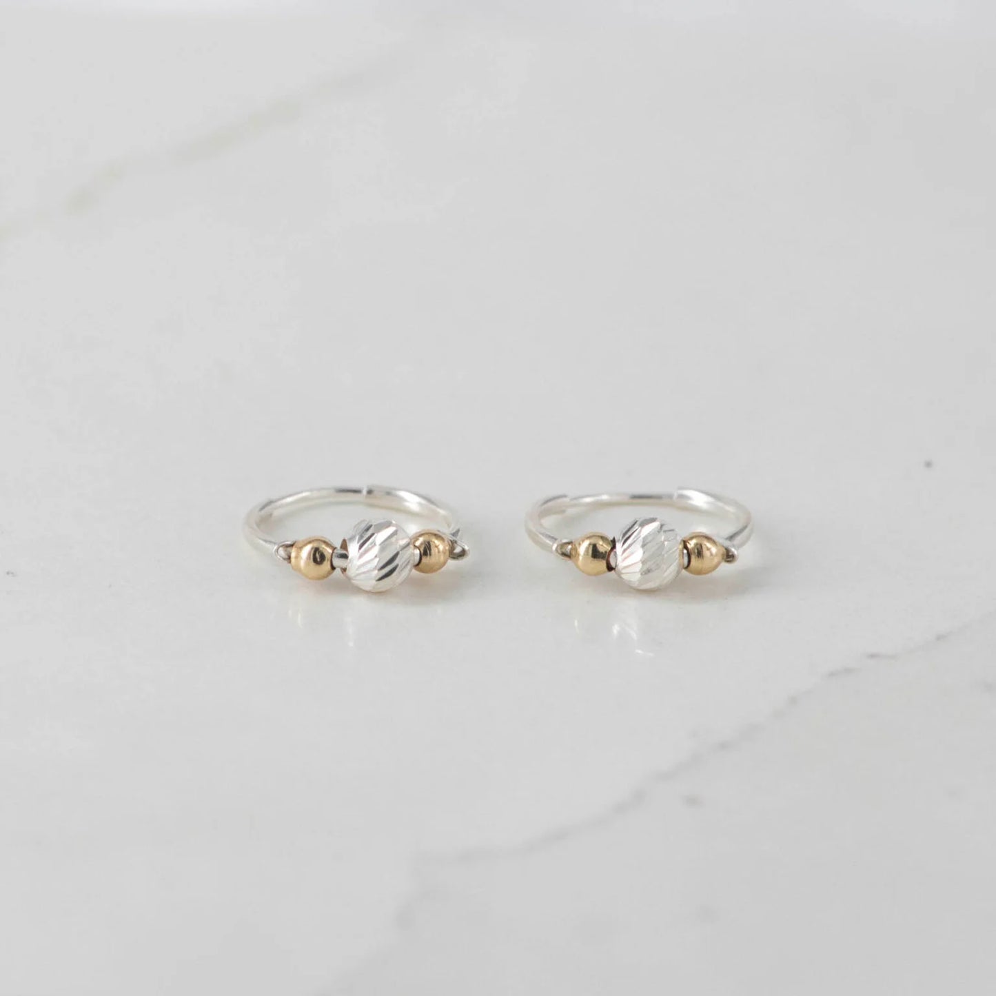 Candonga 3 Balines Bicolor Martillado 12.5MM | Plata Ley 925