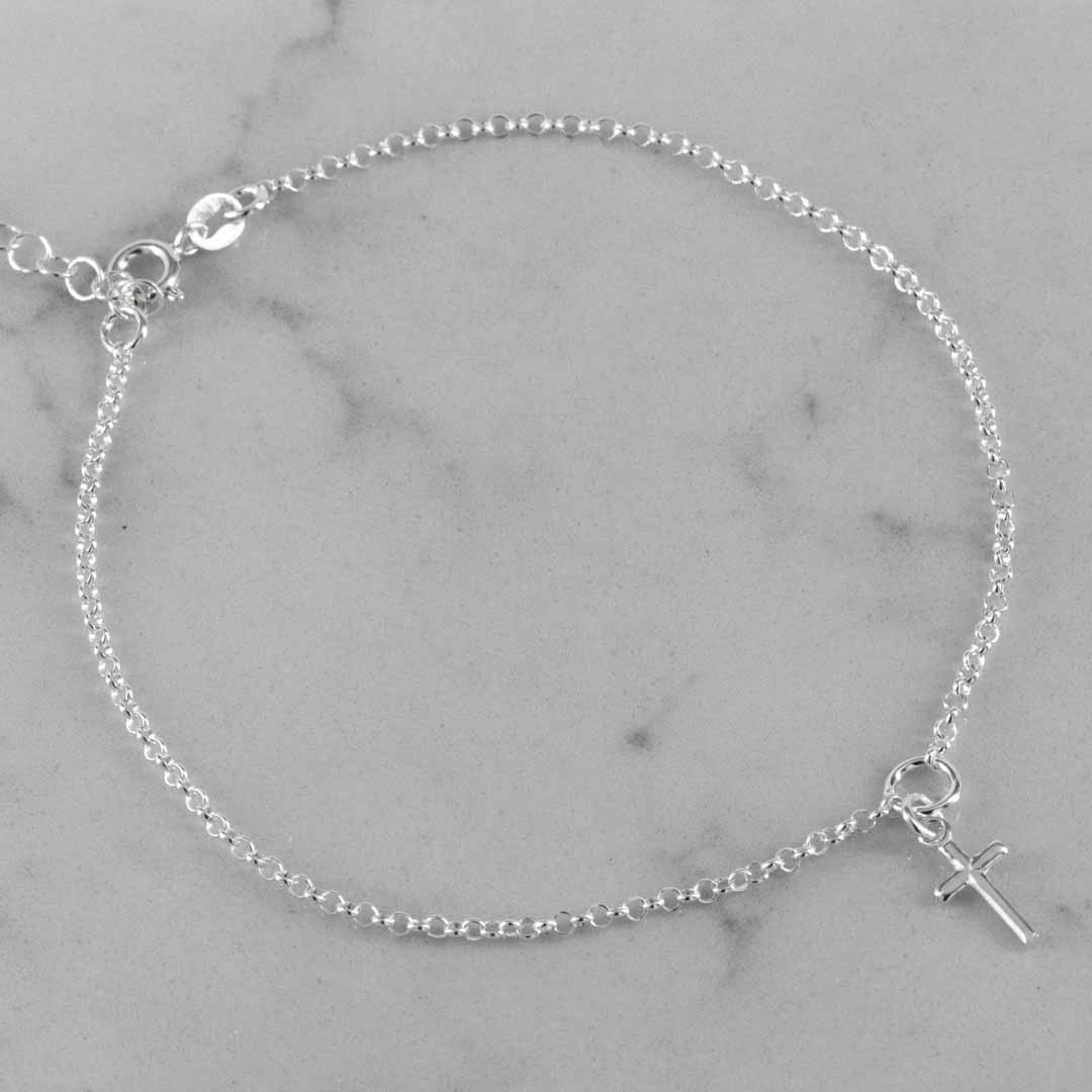 TOBILLERA DIJE CRUZ 2MM